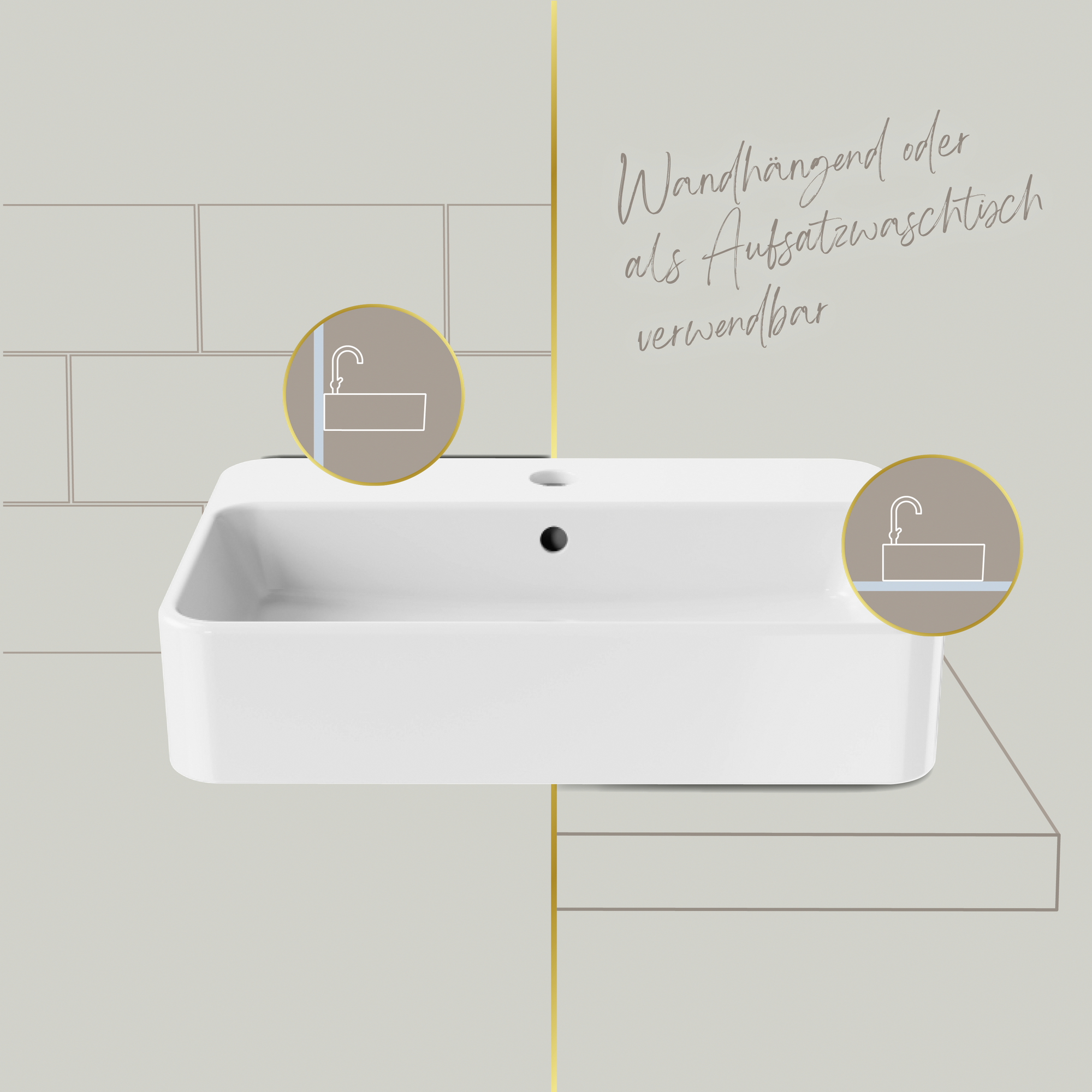 Waschtisch 'VALEA' weiß 56 x 38,5 cm