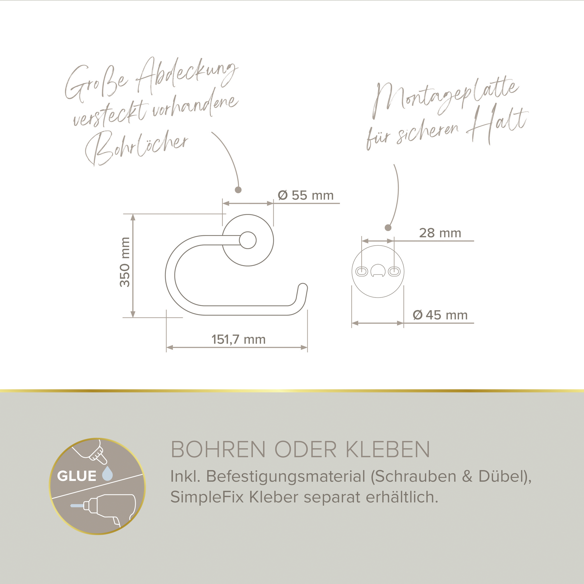 Toilettenpapierhalter 'Noa' Zink nickelfarben
