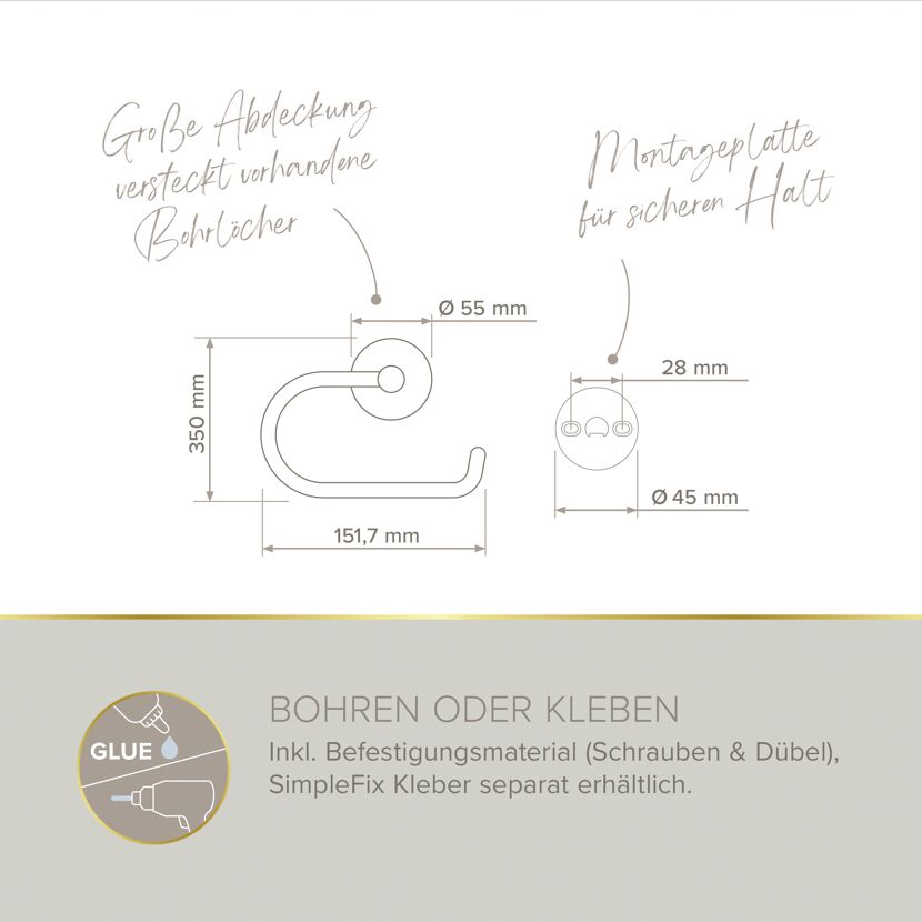 Toilettenpapierhalter 'Noa' Zink nickelfarben