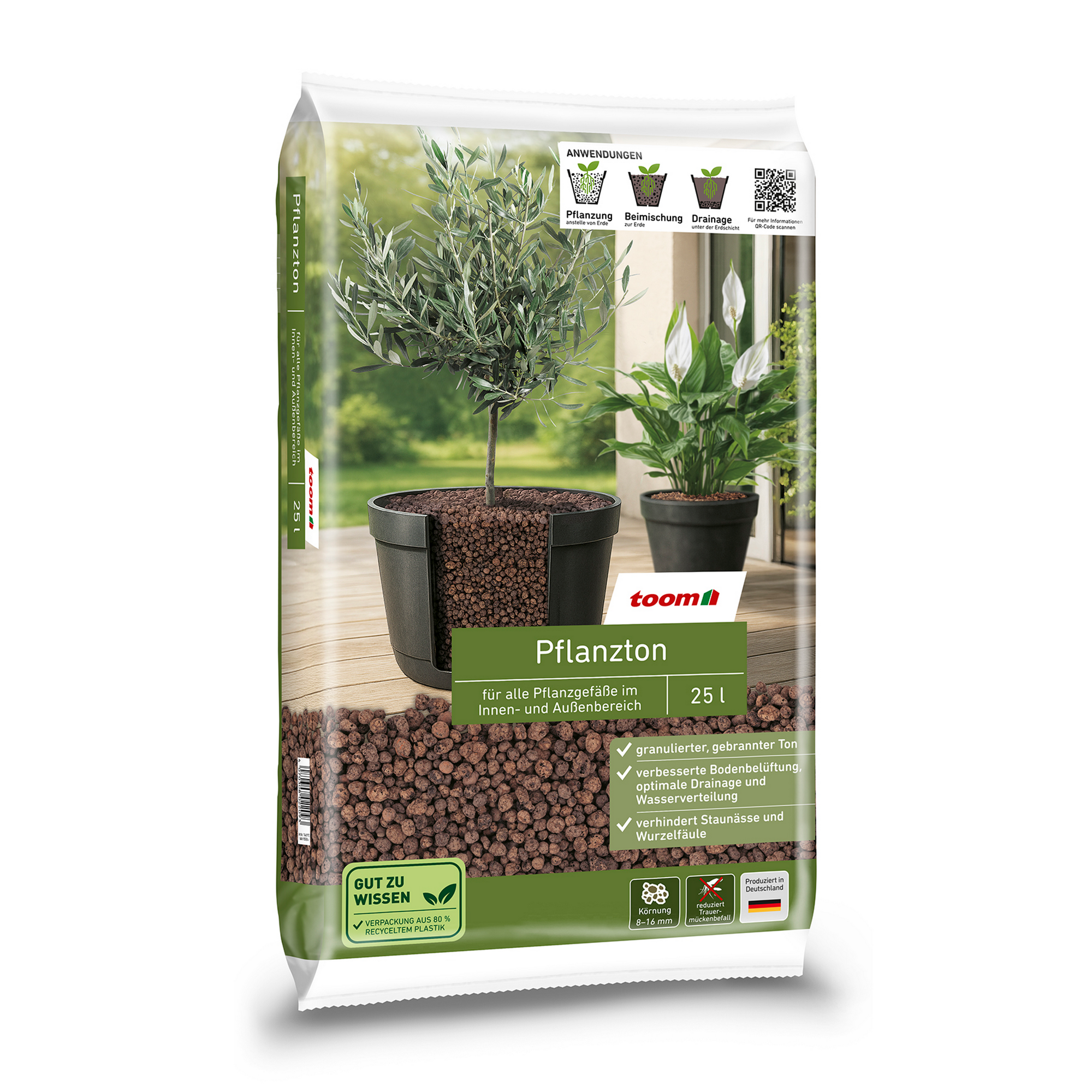 Pflanzton 8-16 mm granulierter, gebrannter Ton 25 l