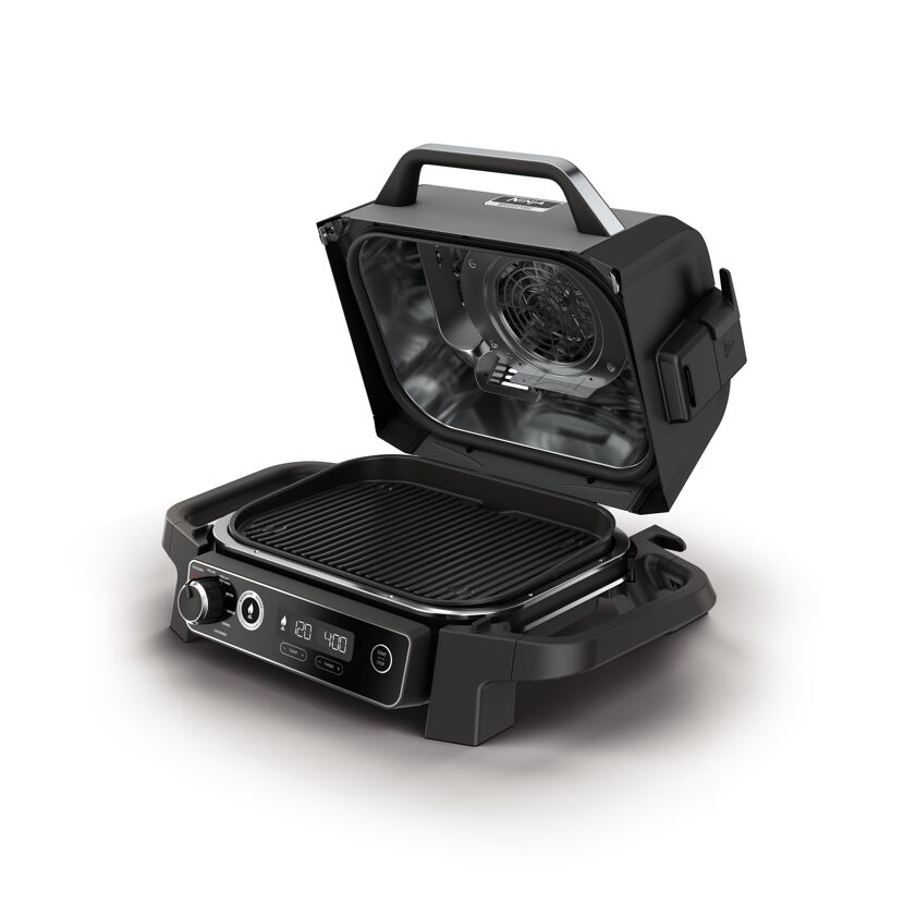 Elektro-Outdoor-Grill und Smoker 'Woodfire' schwarz 2400 W 46 x 34 x 46 cm