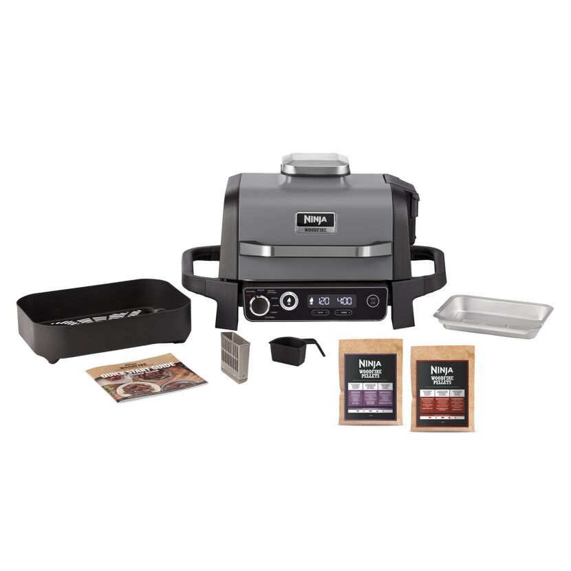 Elektro-Outdoor-Grill und Smoker 'Woodfire' schwarz 2400 W 46 x 34 x 46 cm