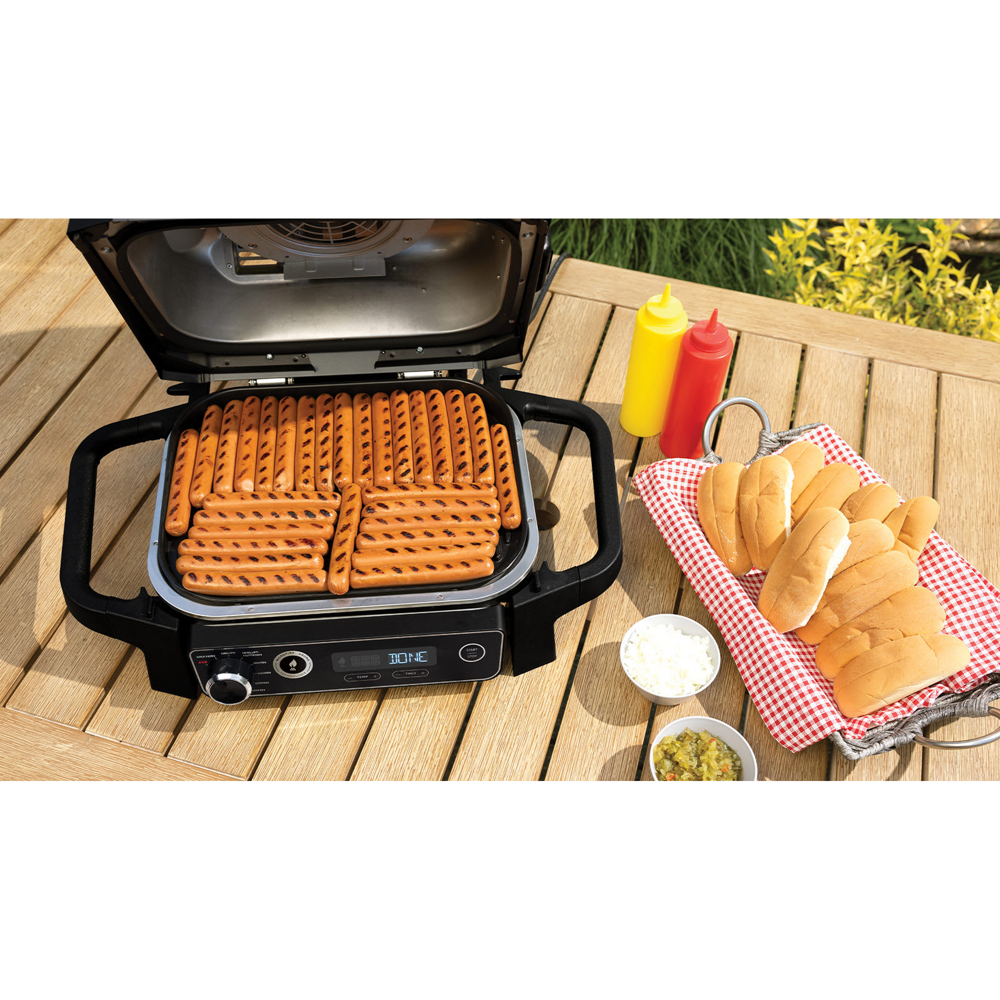 Elektro-Outdoor-Grill und Smoker 'Woodfire' schwarz 2400 W 46 x 34 x 46 cm