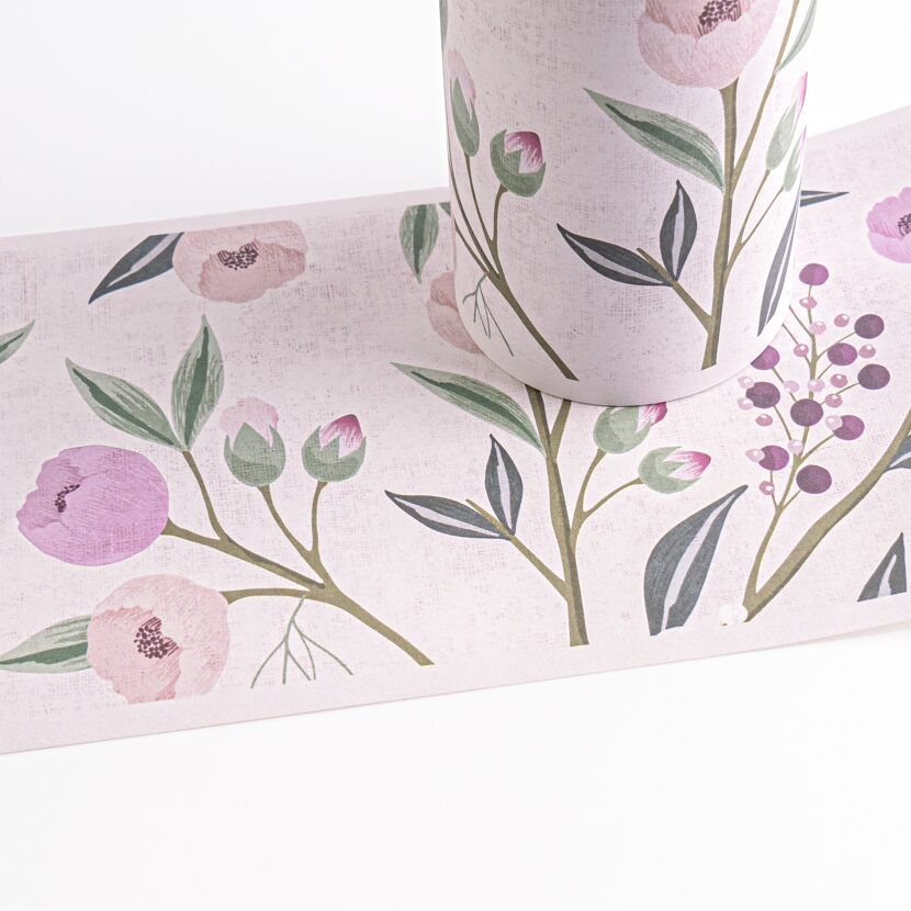 Bordüre 'Lilly & Luis' Vögel rosa 0,13 x 5 m