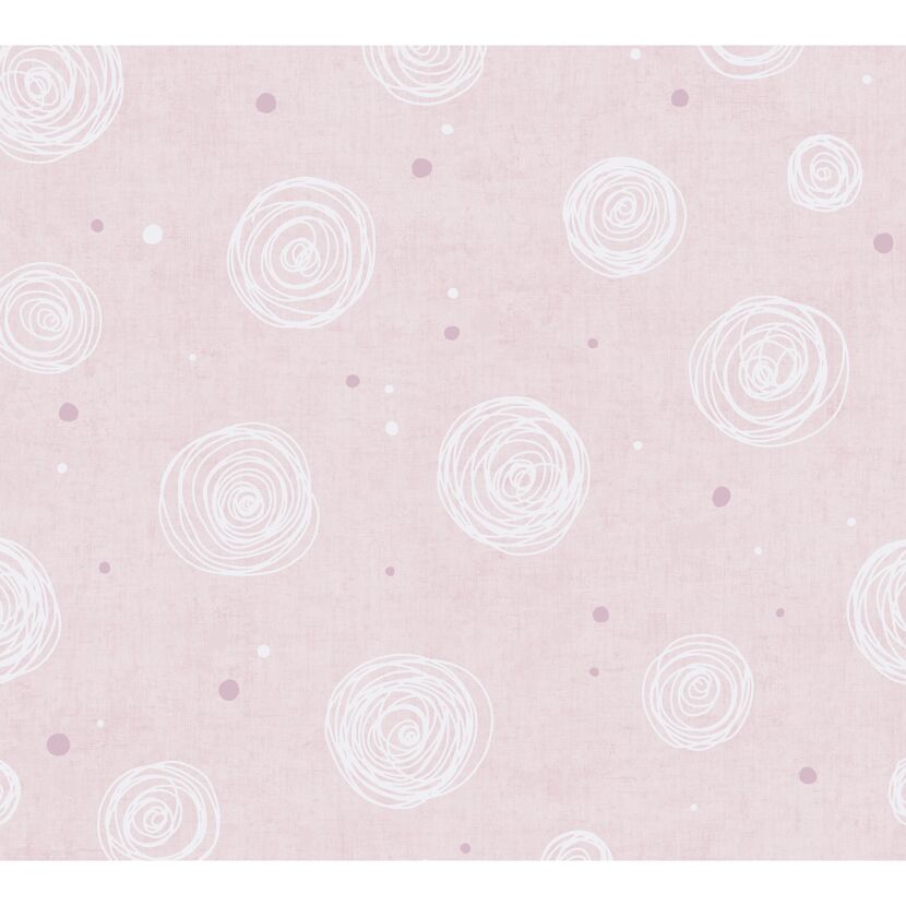 Vliestapete 'Lilly & Luis' Kreise rosa 0,53 x 10,05 m