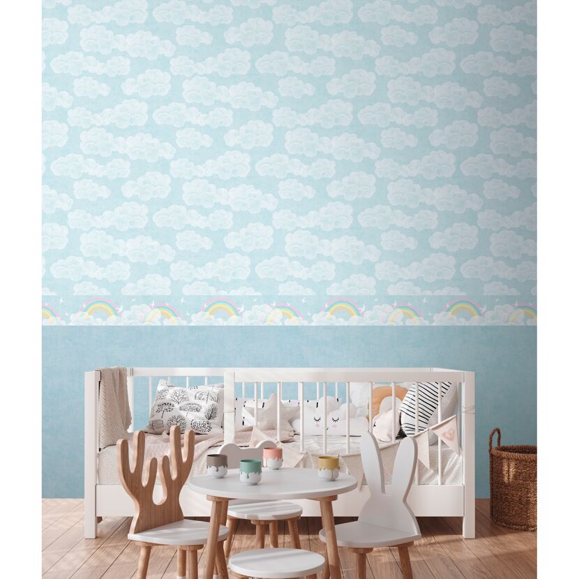 Vliestapete 'Lilly & Luis' Wolken blau 0,53 x 10,05 m