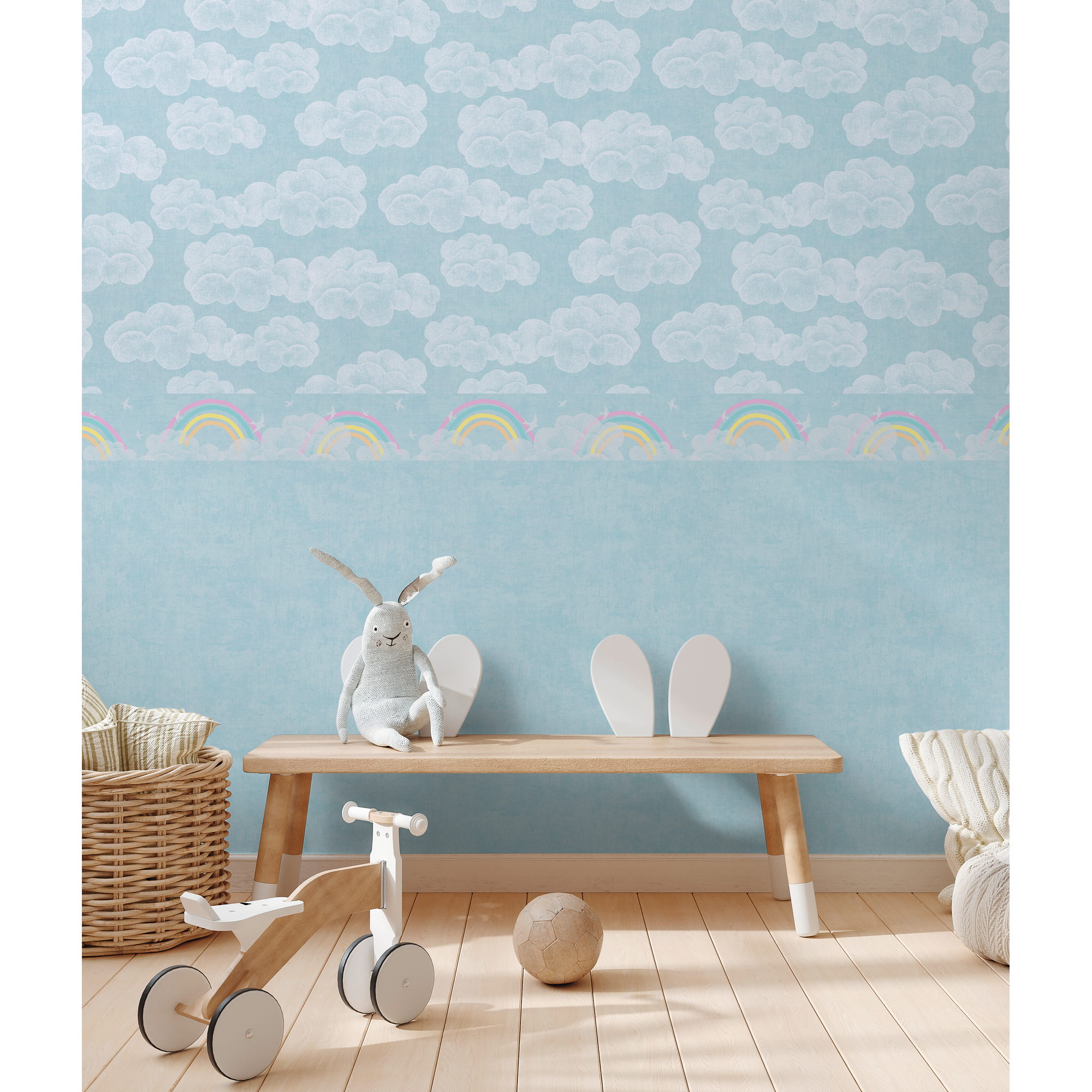 Vliestapete 'Lilly & Luis' Wolken blau 0,53 x 10,05 m