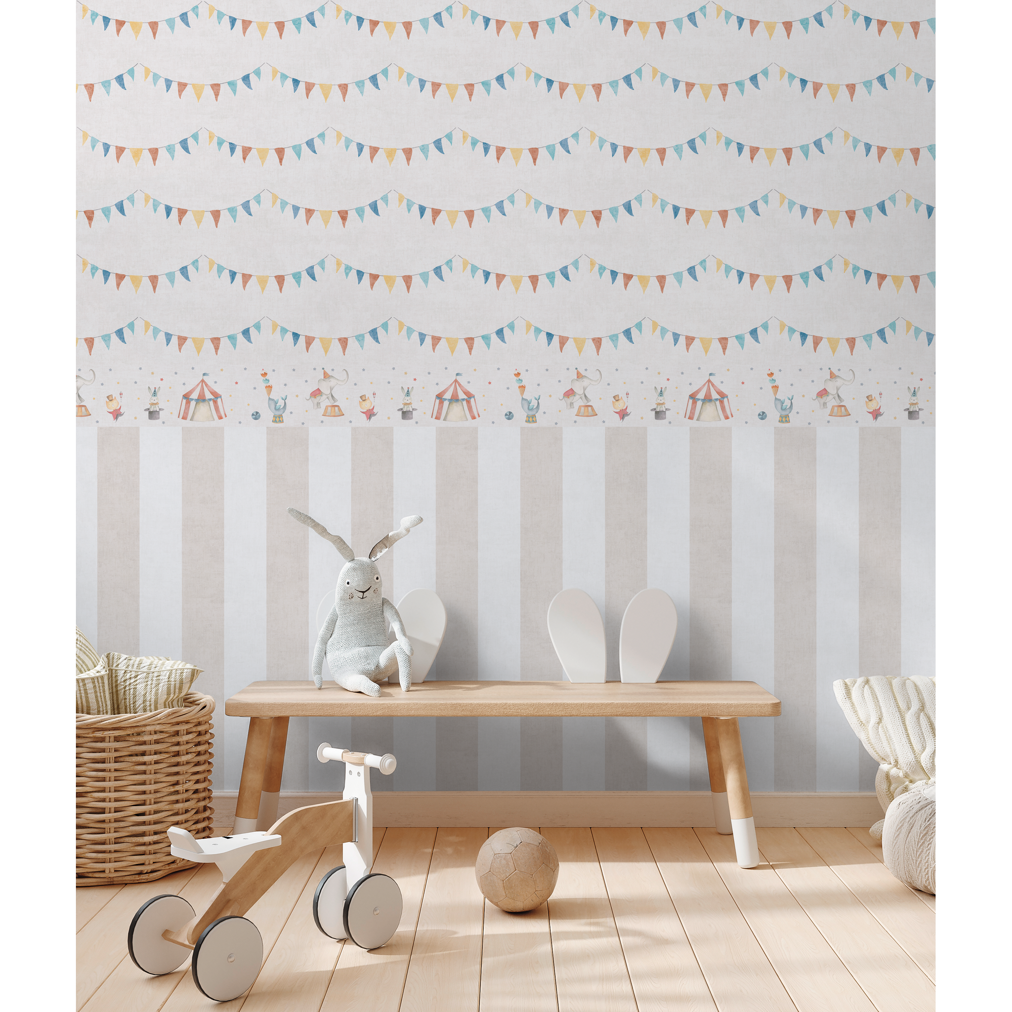 Vliestapete 'Lilly & Luis' Wimpel bunt 0,53 x 10,05 m