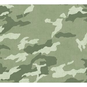 Vliestapete 'Lilly & Luis' Camouflage grün 0,53 x 10,05 m