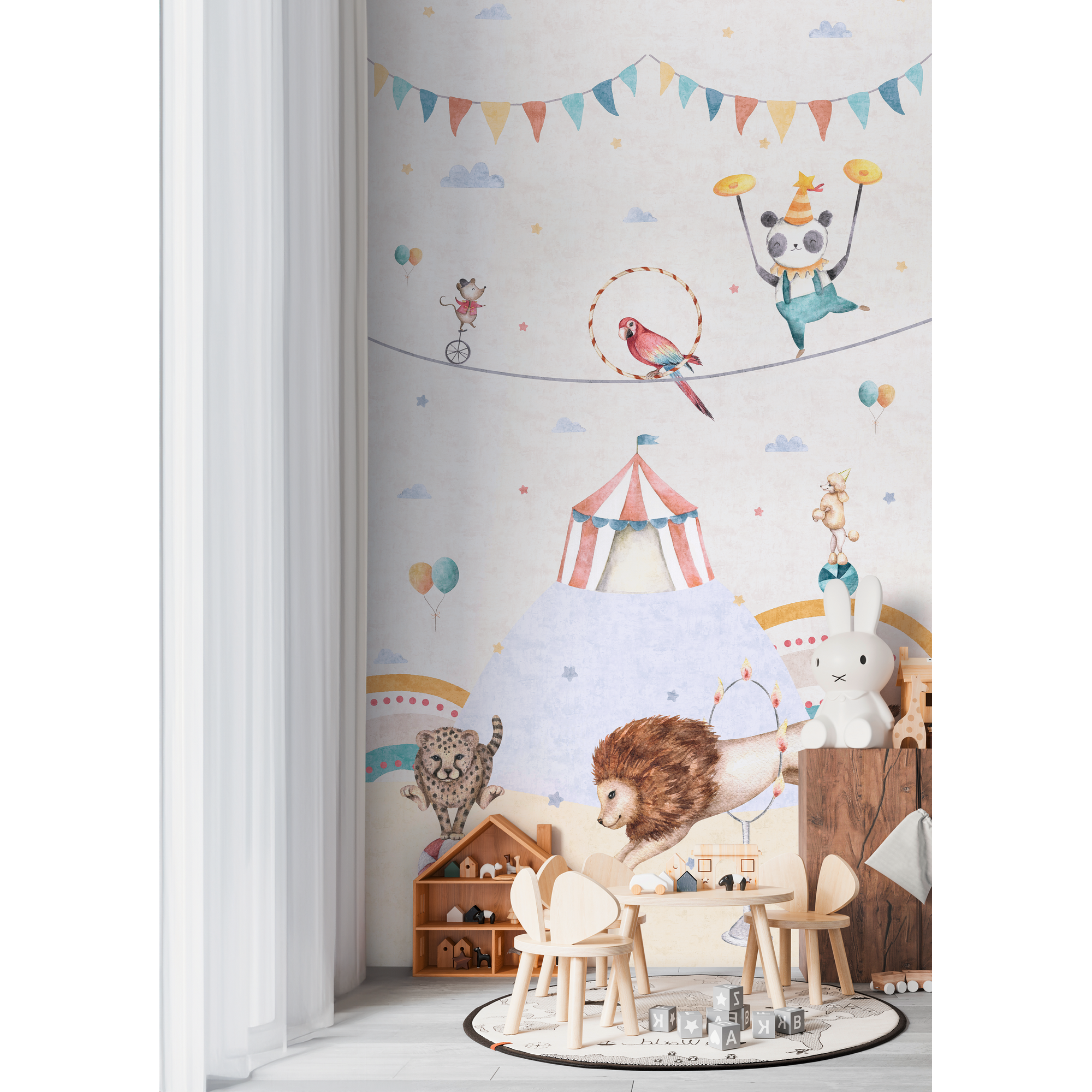 Vliestapete 'Lilly & Luis' Zirkus bunt 3-teilig 1,59 x 2,8 m