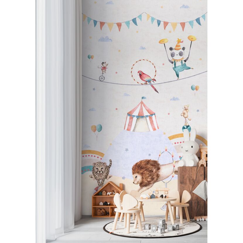 Vliestapete 'Lilly & Luis' Zirkus bunt 3-teilig 1,59 x 2,8 m