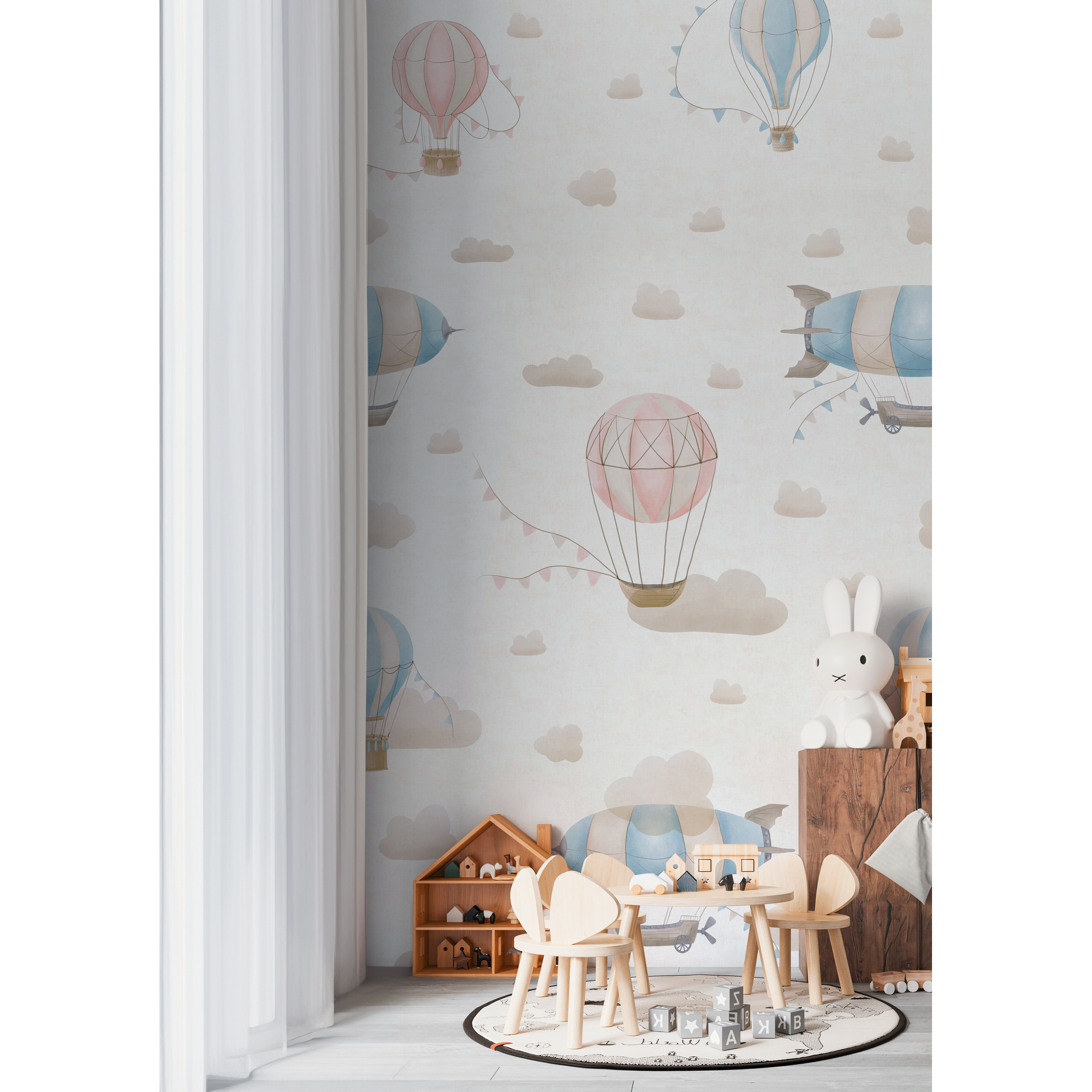 Vliestapete 'Lilly & Luis' Ballons beige 3-teilig 1,59 x 2,8 m