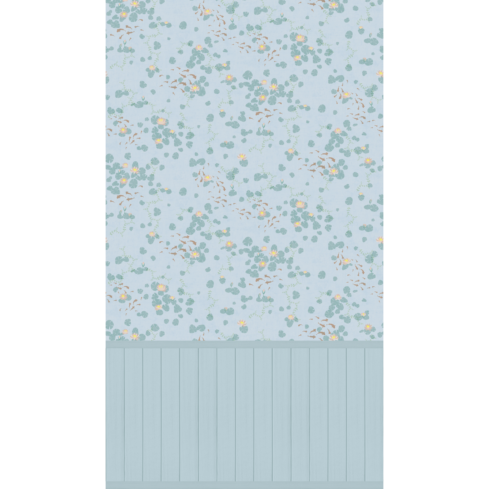 Vliestapete 'Lilly & Luis' Seerosen blau 3-teilig 1,59 x 2,8 m