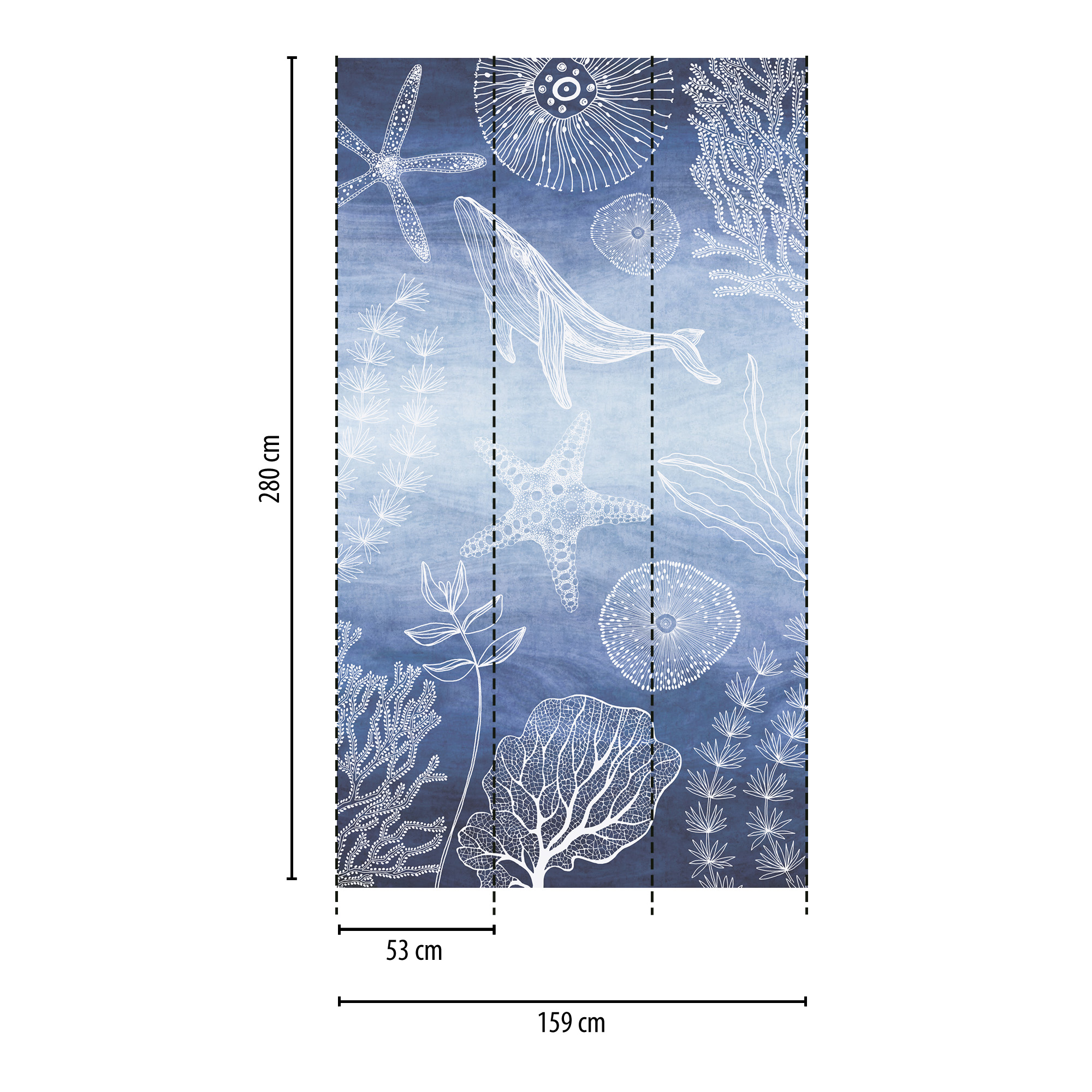 Vliestapete 'Lilly & Luis' Meer blau 3-teilig 1,59 x 2,8 m