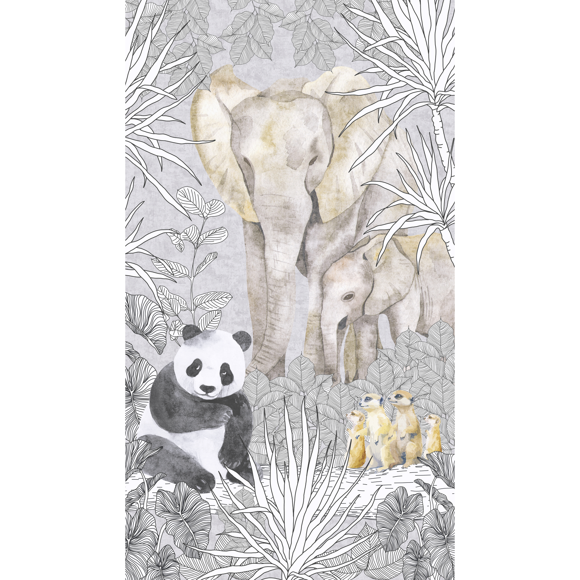 Vliestapete 'Lilly & Luis' Safari beige 3-teilig 1,59 x 2,8 m