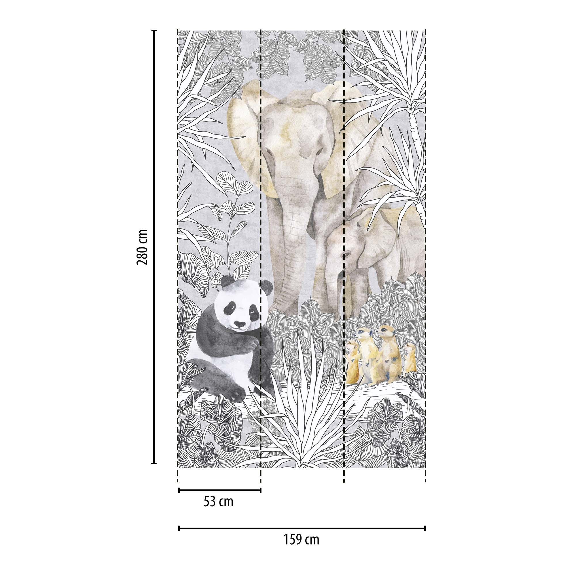 Vliestapete 'Lilly & Luis' Safari beige 3-teilig 1,59 x 2,8 m