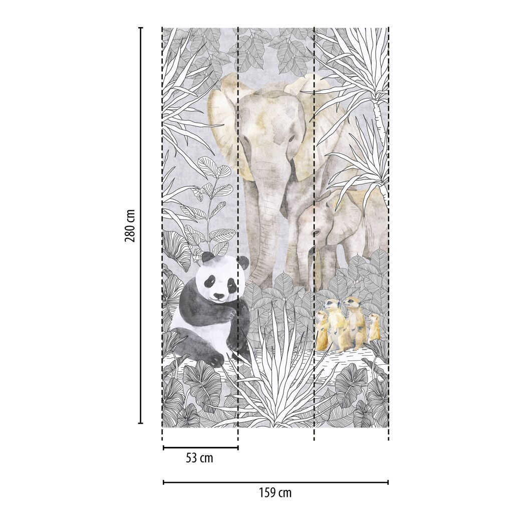 Vliestapete 'Lilly & Luis' Safari beige 3-teilig 1,59 x 2,8 m