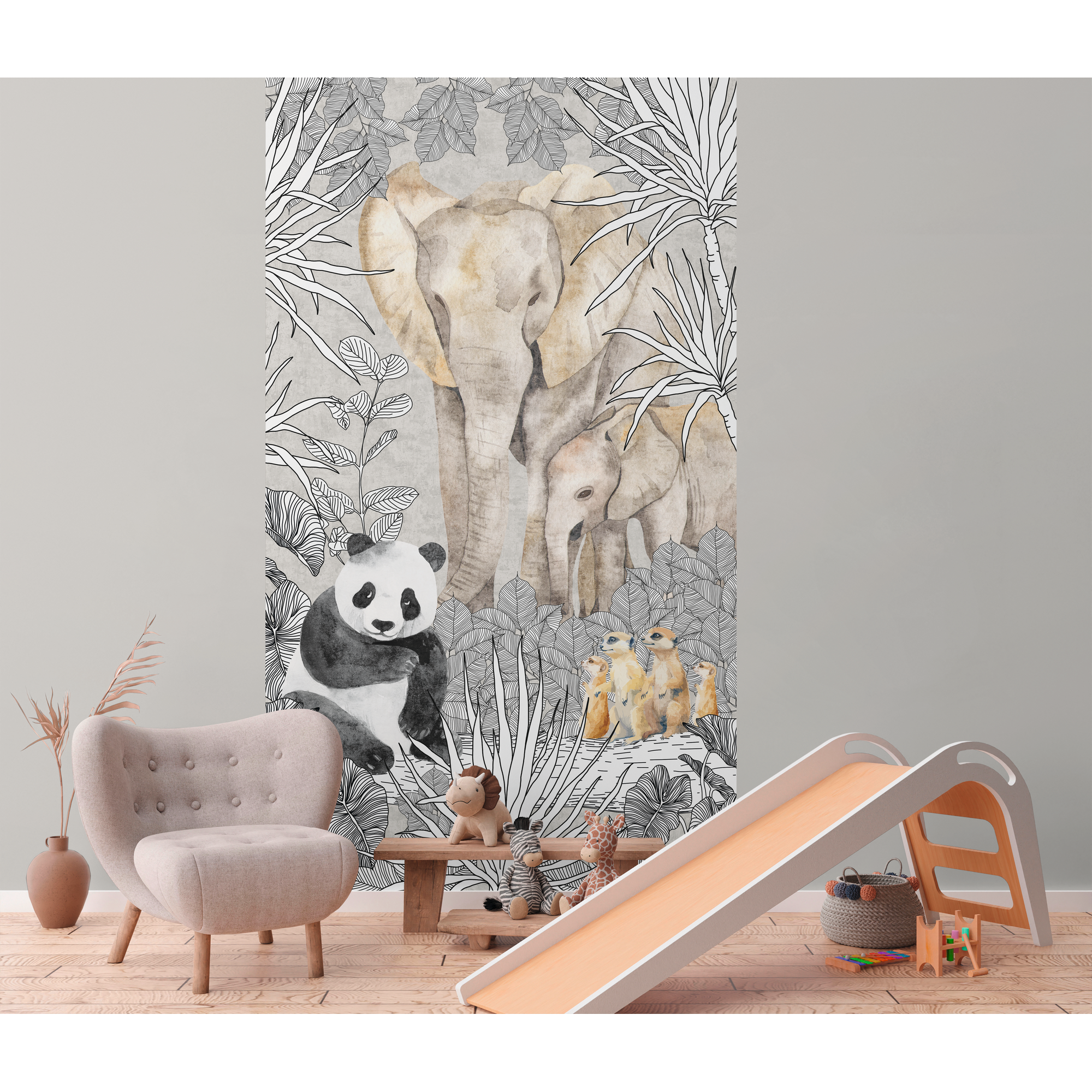 Vliestapete 'Lilly & Luis' Safari beige 3-teilig 1,59 x 2,8 m