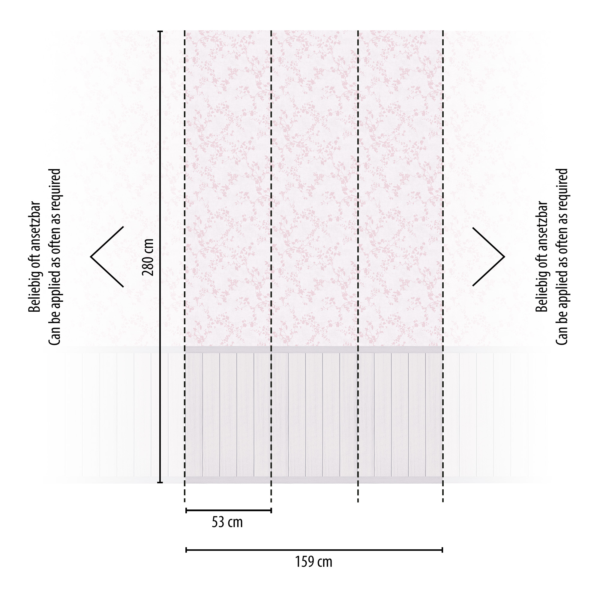 Vliestapete 'Lilly & Luis' Blüten rosa 3-teilig 1,59 x 2,8 m