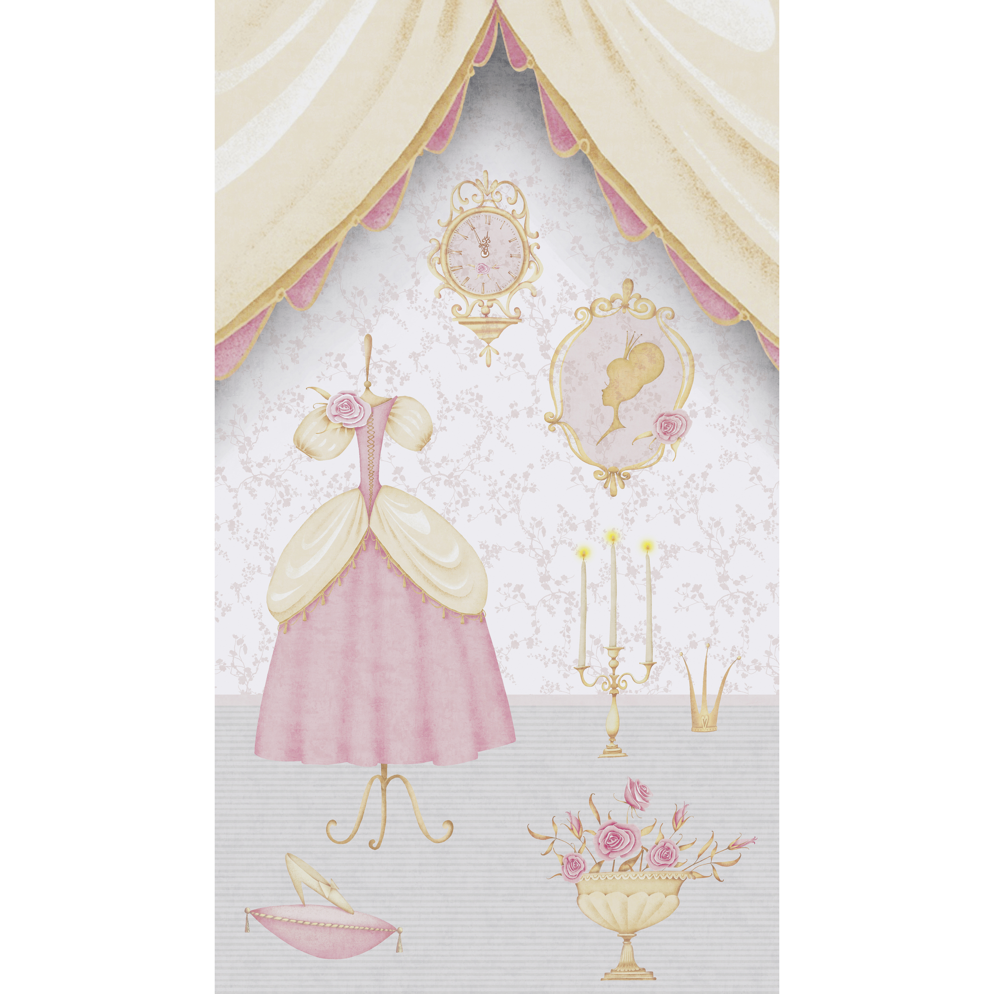 Vliestapete 'Lilly & Luis' Prinzessin rosa 3-teilig 1,59 x 2,8 m