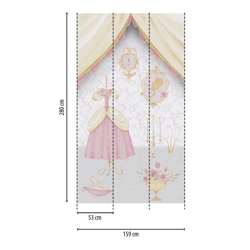 Vliestapete 'Lilly & Luis' Prinzessin rosa 3-teilig 1,59 x 2,8 m