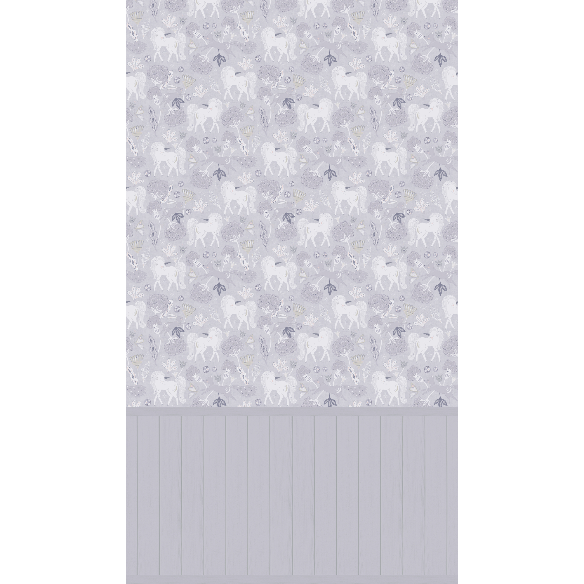 Vliestapete 'Lilly & Luis' Einhorn grau 3-teilig 1,59 x 2,8 m
