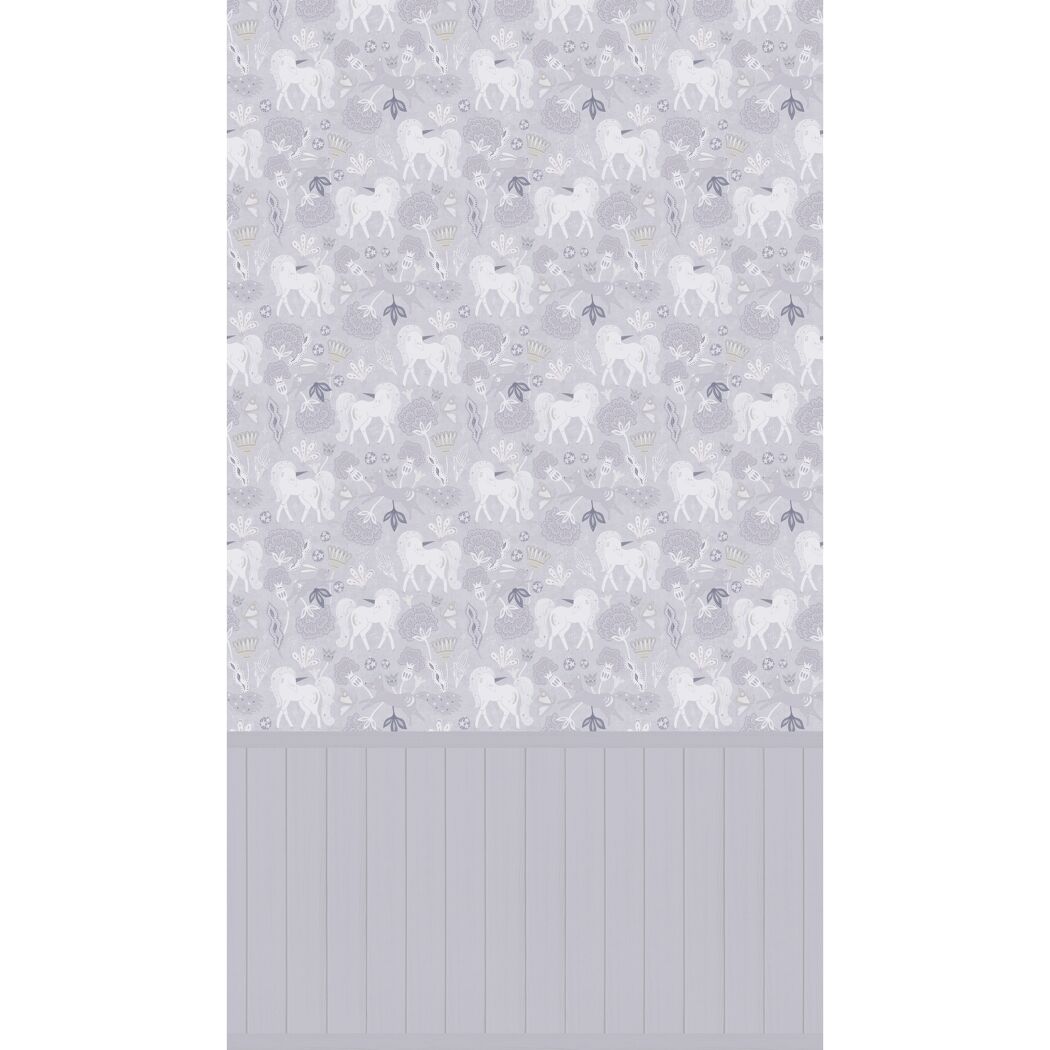Vliestapete 'Lilly & Luis' Einhorn grau 3-teilig 1,59 x 2,8 m
