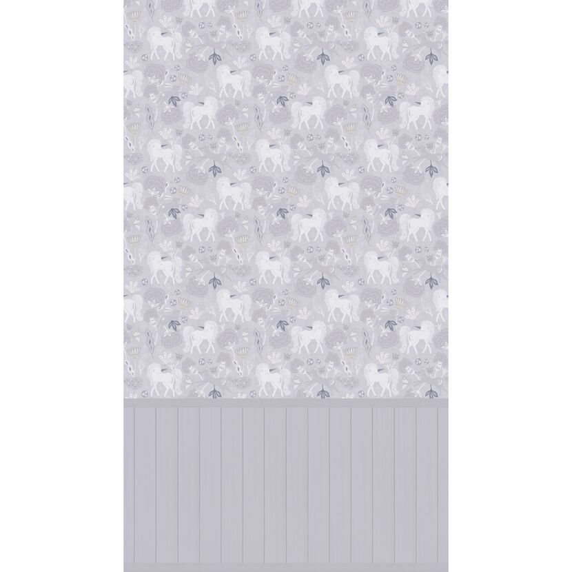 Vliestapete 'Lilly & Luis' Einhorn grau 3-teilig 1,59 x 2,8 m