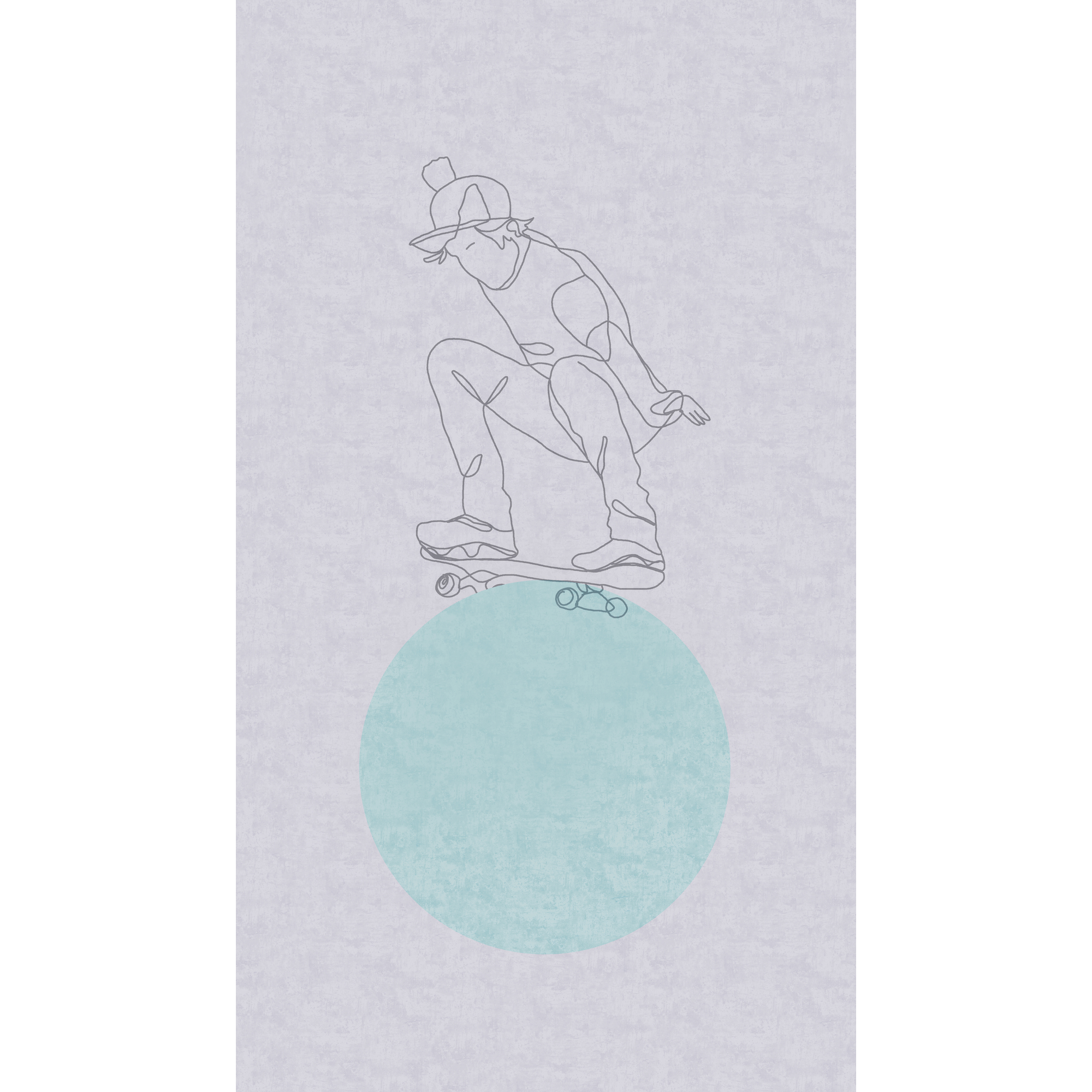Vliestapete 'Lilly & Luis' Skater grau 3-teilig 1,59 x 2,8 m