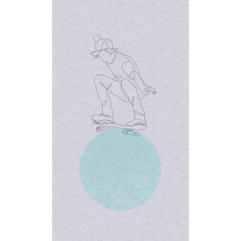 Vliestapete 'Lilly & Luis' Skater grau 3-teilig 1,59 x 2,8 m