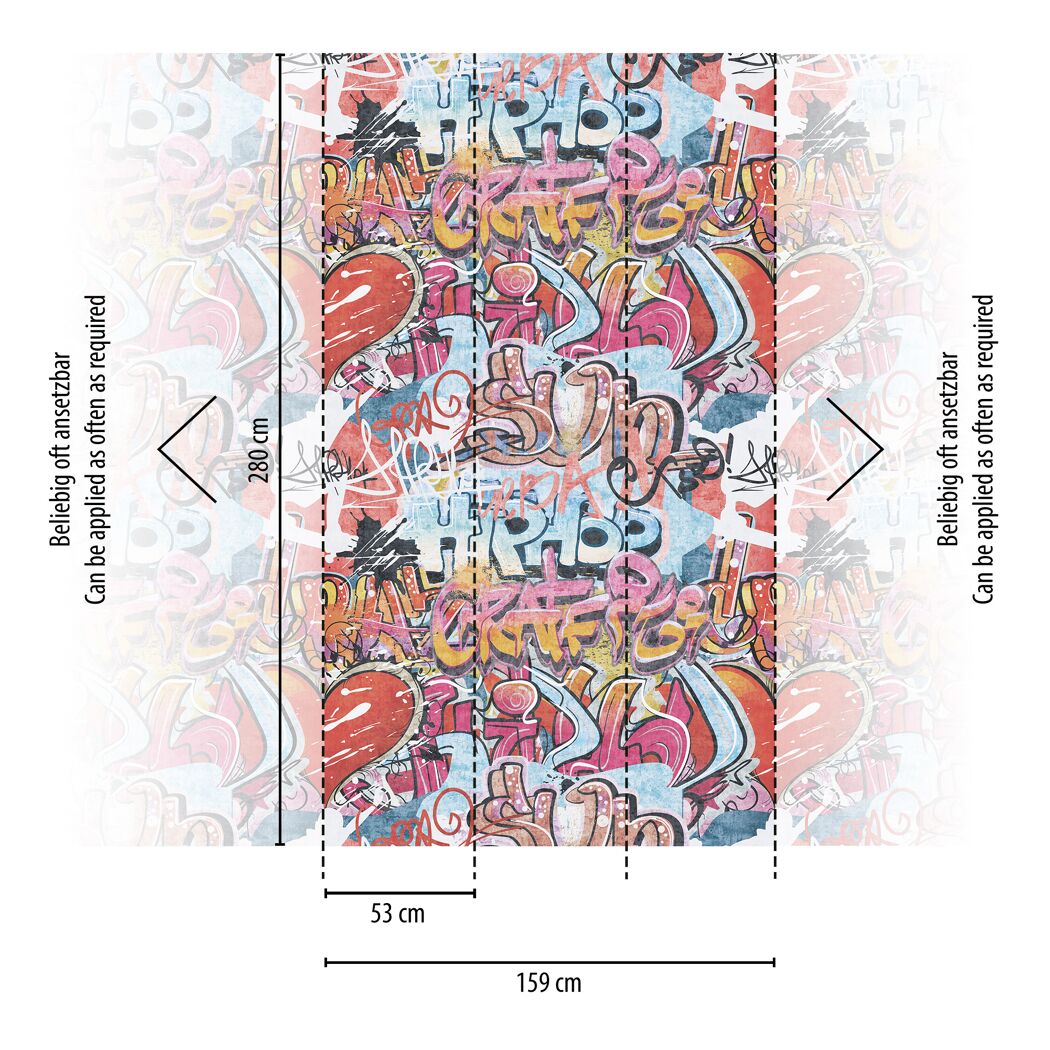 Vliestapete 'Lilly & Luis' Street Art bunt 3-teilig 1,59 x 2,8 m