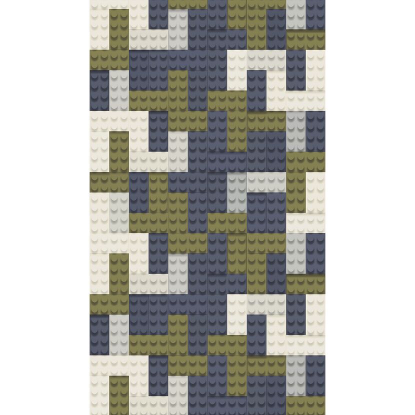 Vliestapete 'Lilly & Luis' Bausteine blau 3-teilig 1,59 x 2,8 m