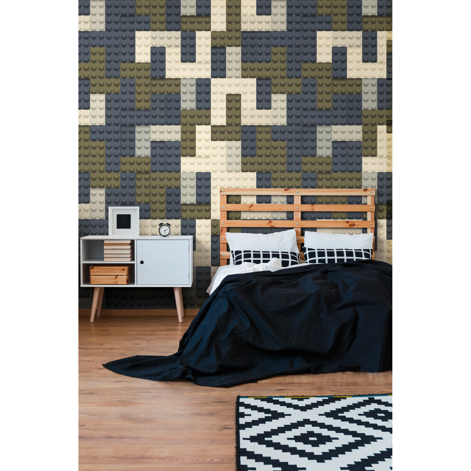 Vliestapete 'Lilly & Luis' Bausteine blau 3-teilig 1,59 x 2,8 m