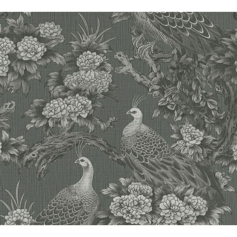 Vliestapete 'Michalsky 6' Pfau dunkelgrau 0,53 x 10,05 m