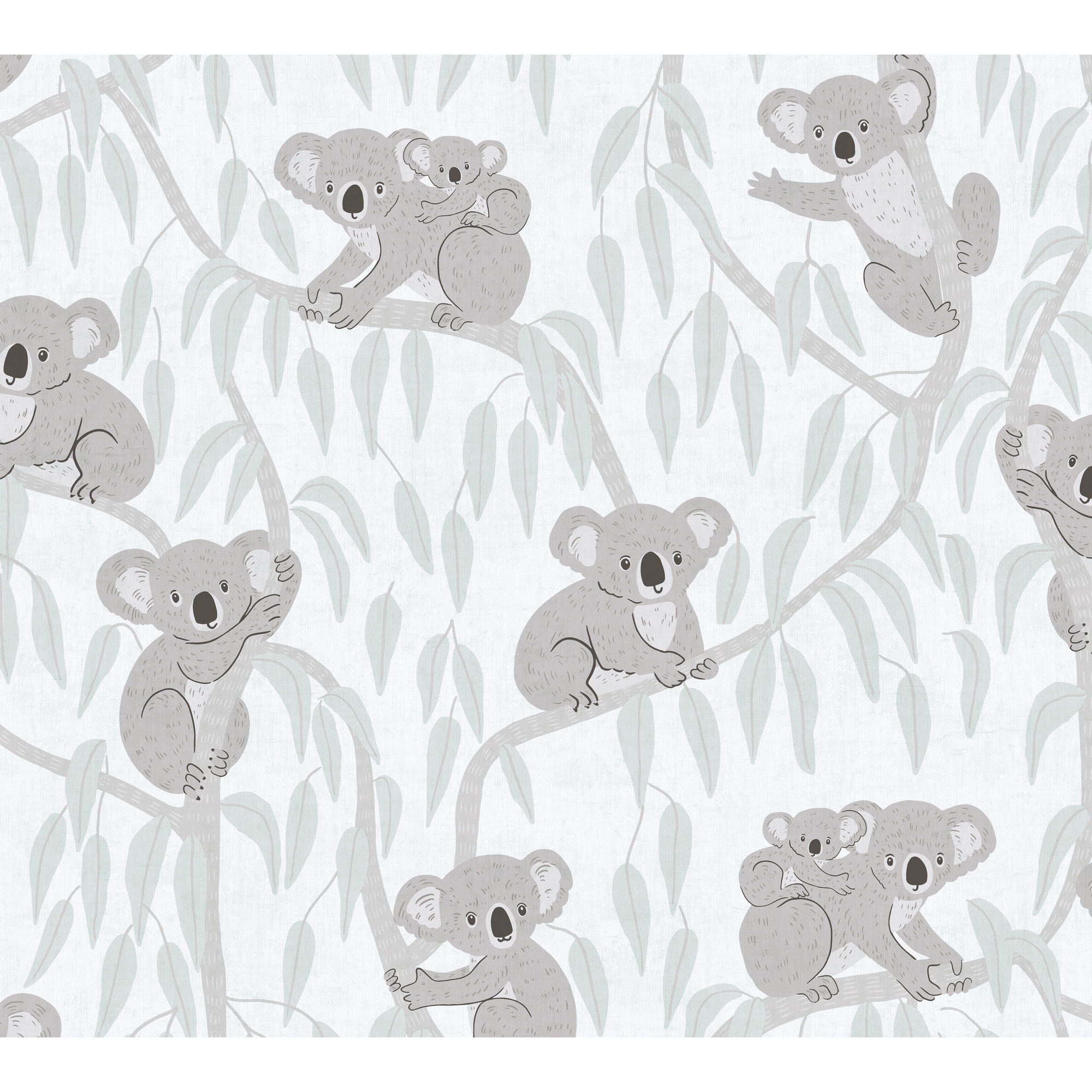 Vliestapete 'Lilly & Luis' Koalas grün 0,53 x 10,05 m