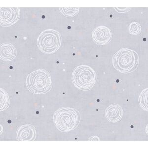 Vliestapete 'Lilly & Luis' Kreise grau 0,53 x 10,05 m