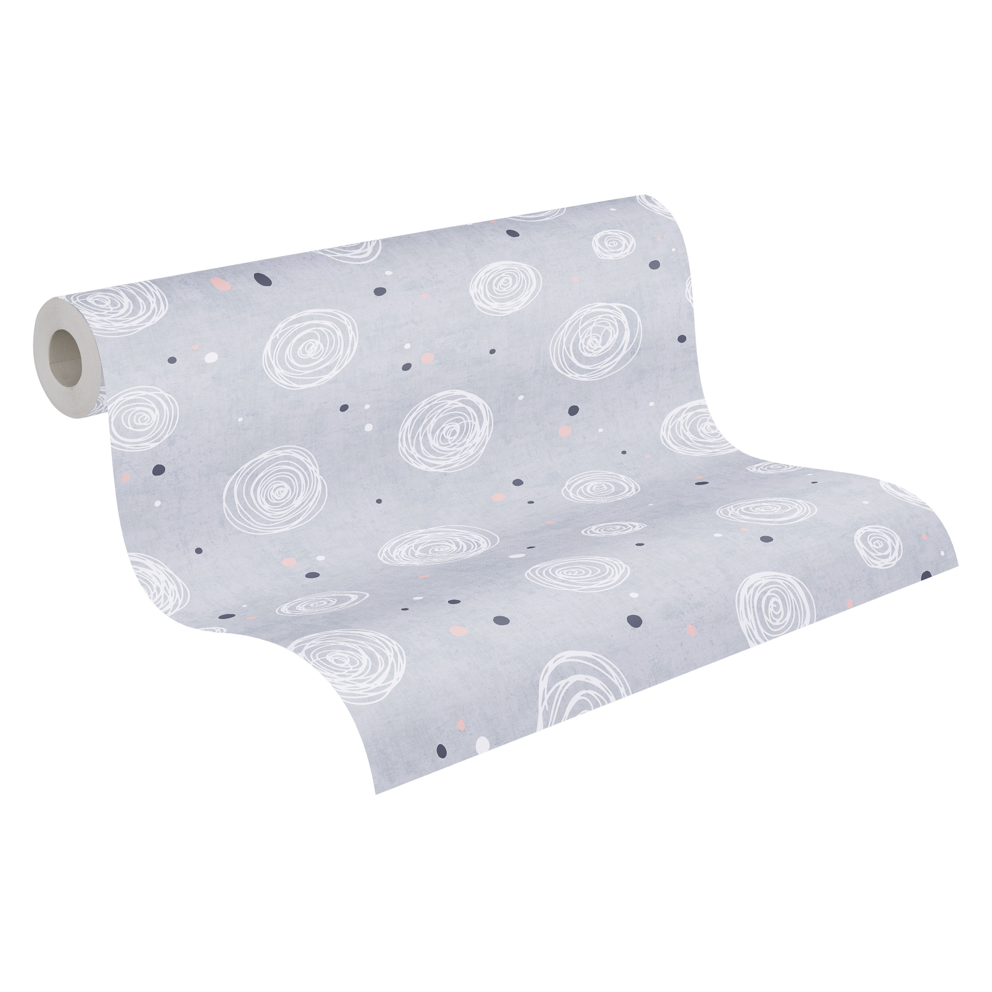 Vliestapete 'Lilly & Luis' Kreise grau 0,53 x 10,05 m