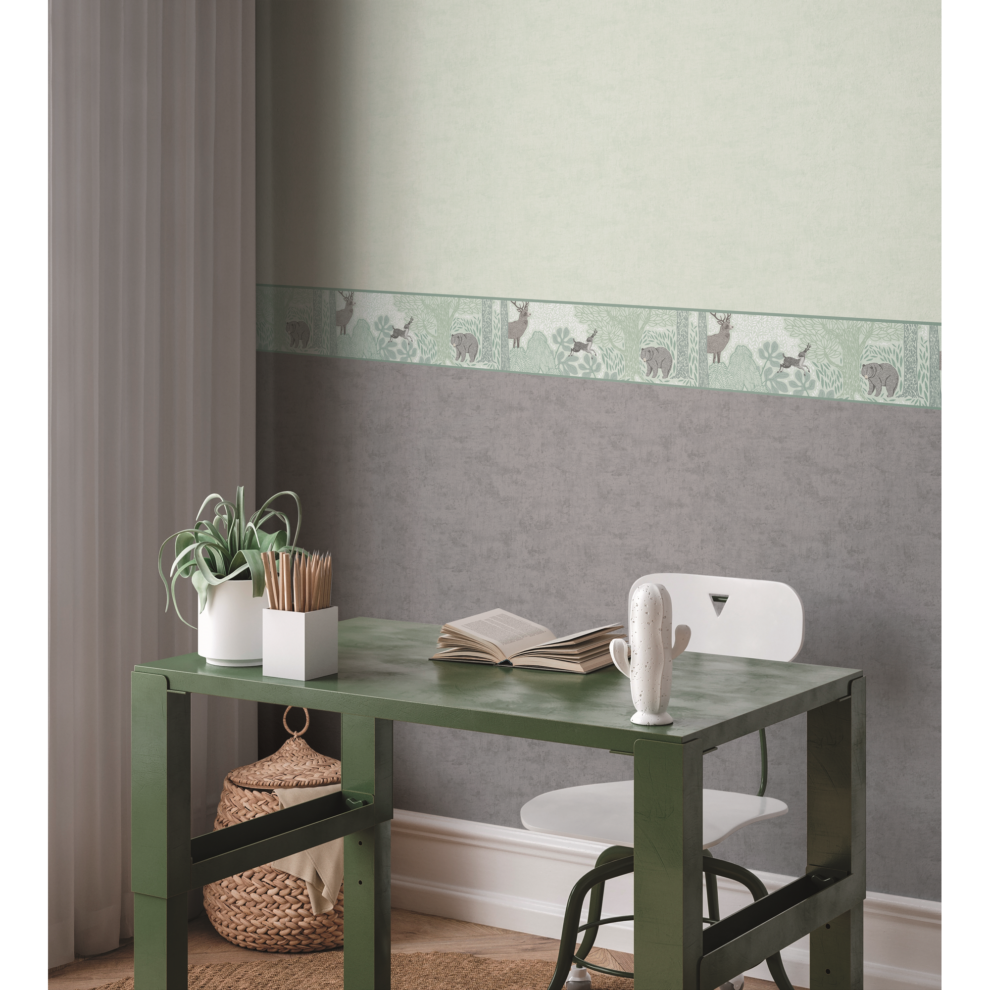 Vliestapete 'Lilly & Luis' Uni mint 0,53 x 10,05 m