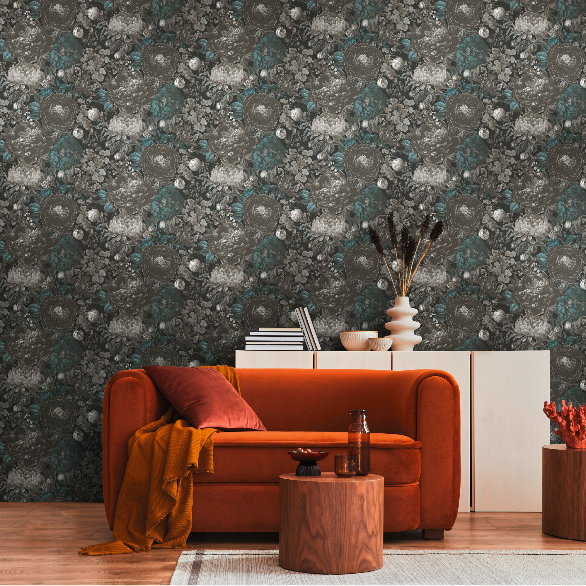 Vliestapete 'Michalsky 6' Blumen grau 0,53 x 10,05 m