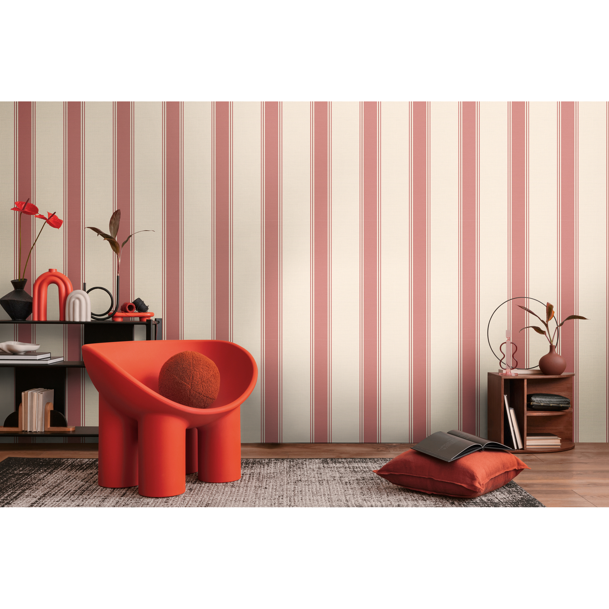 Vliestapete 'Michalsky 6' Streifen rot 0,53 x 10,05 m