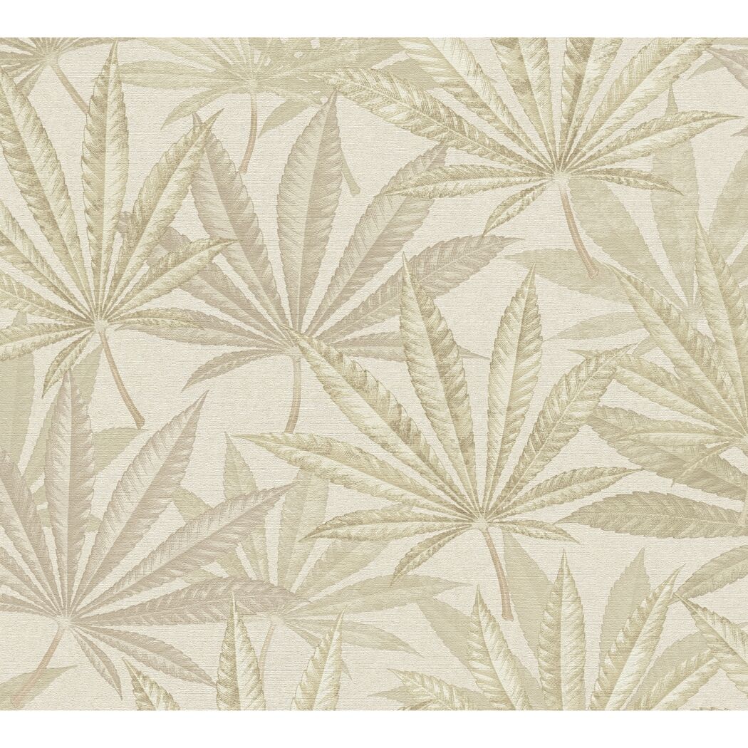Vliestapete 'Michalsky 6' Blätter creme 0,53 x 10,05 m