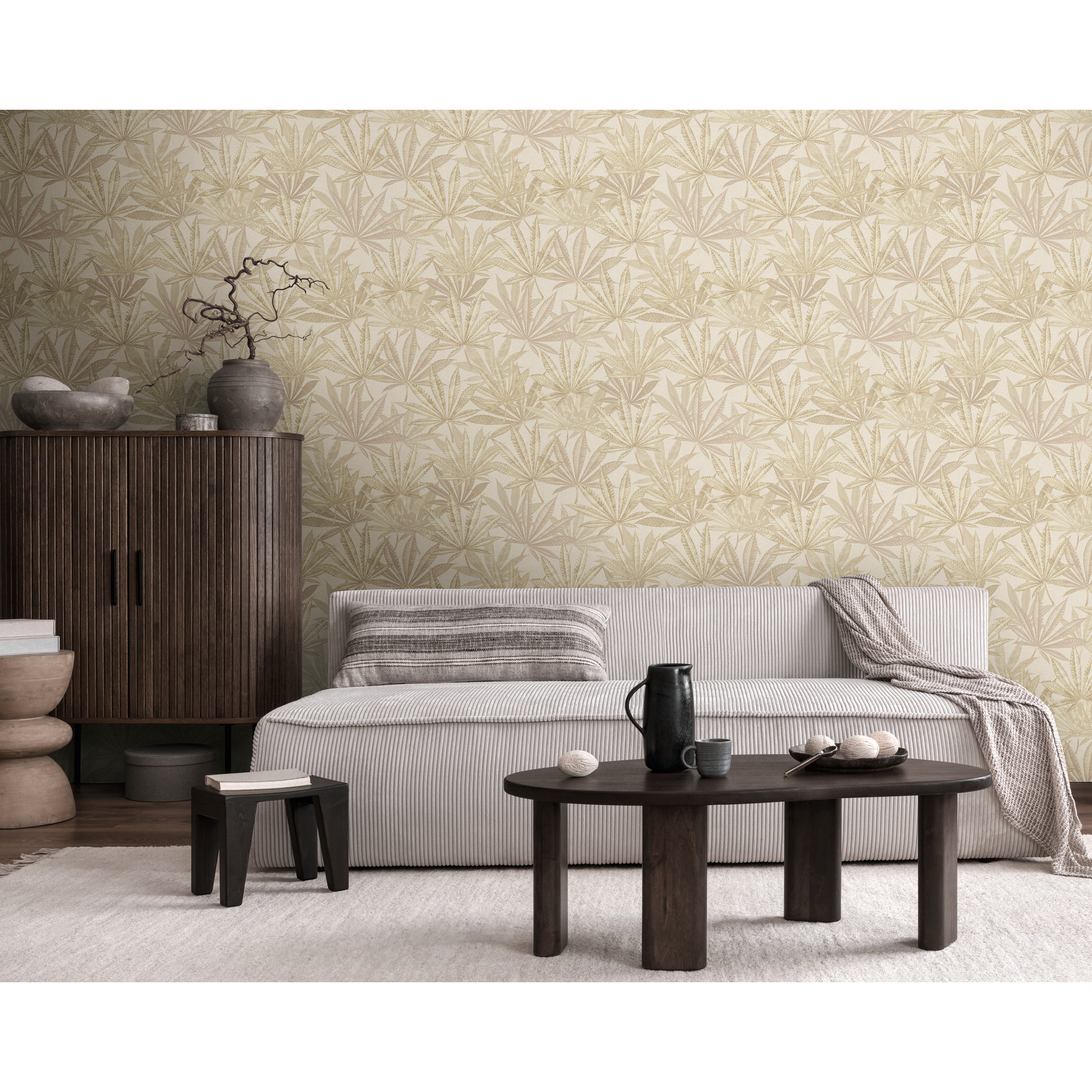 Vliestapete 'Michalsky 6' Blätter creme 0,53 x 10,05 m