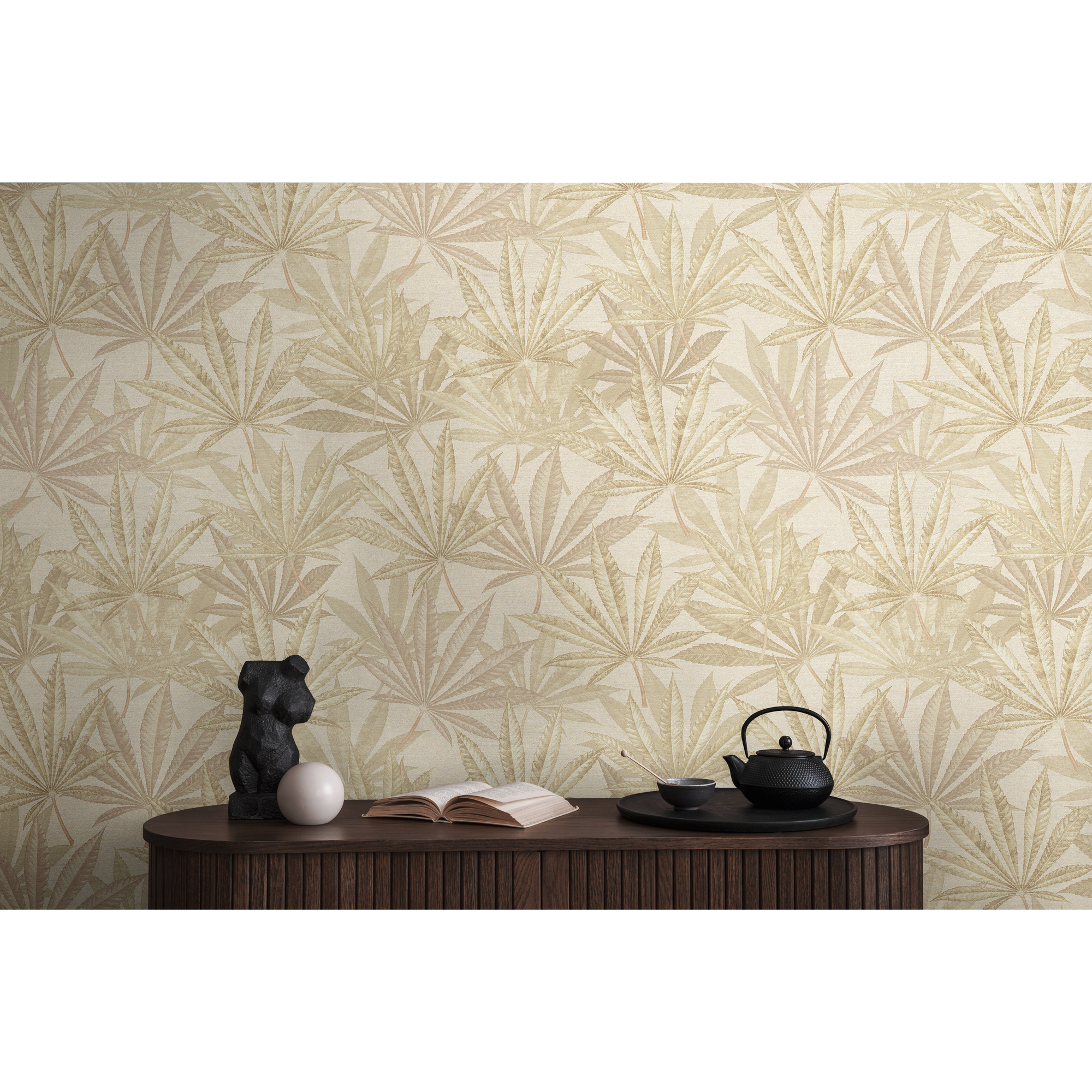 Vliestapete 'Michalsky 6' Blätter creme 0,53 x 10,05 m