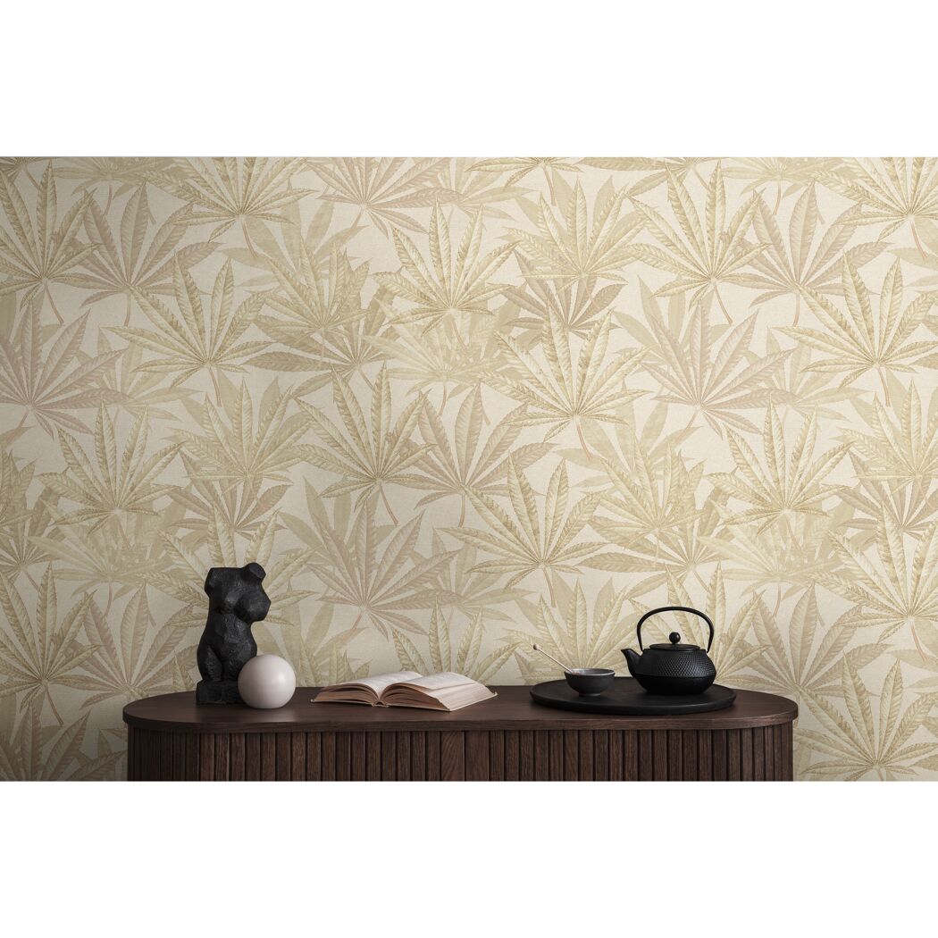 Vliestapete 'Michalsky 6' Blätter creme 0,53 x 10,05 m