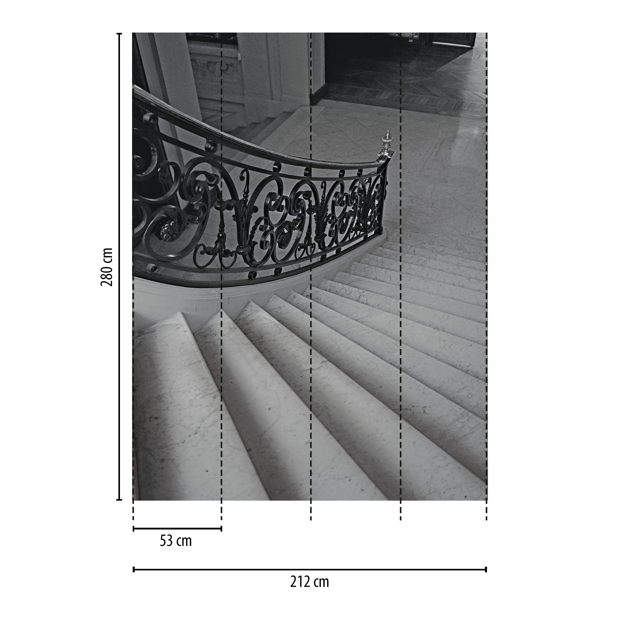 Vliestapete 'Daniel Hechter 7' Treppe grau 3-teilig 2,12 x 2,8 m