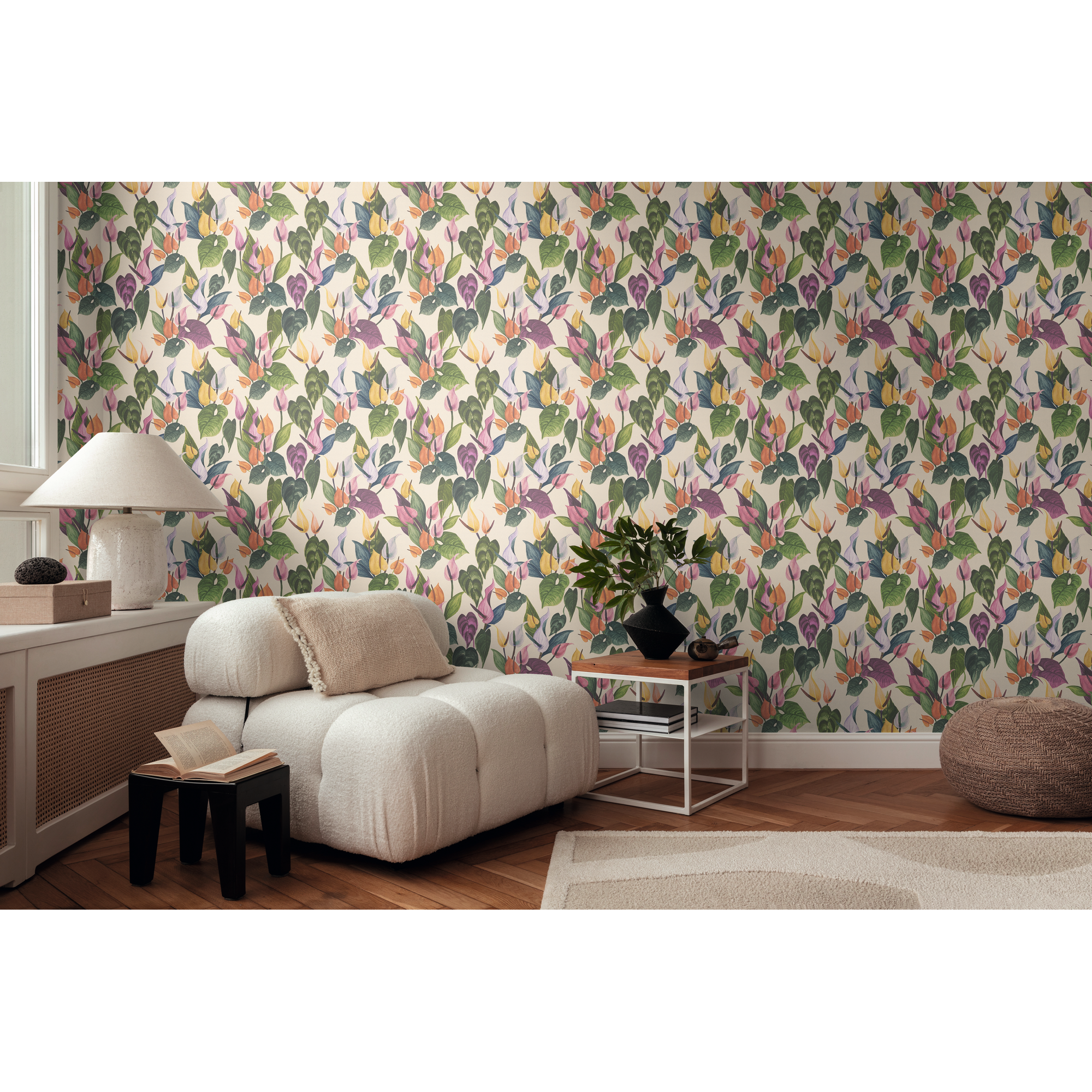 Vliestapete 'Anna d'Andrea' Blätter beige 0,53 x 10,05 m