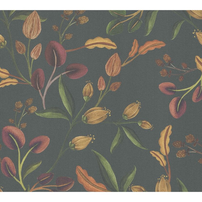 Vliestapete 'Anna d'Andrea' Knospen blau 0,53 x 10,05 m