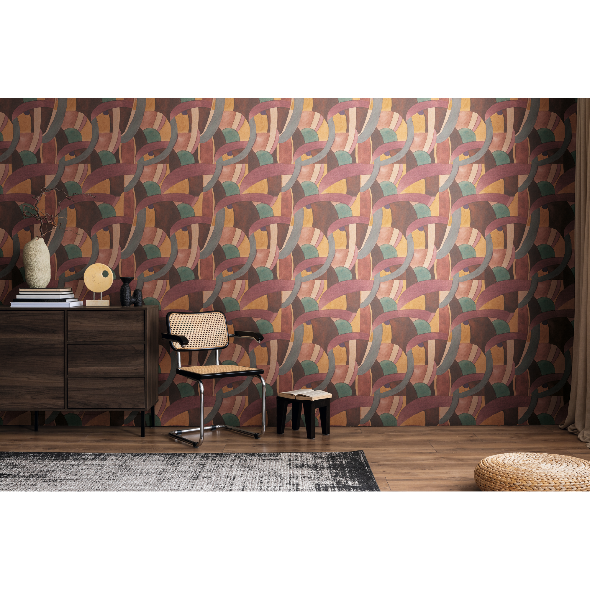 Vliestapete 'Anna d'Andrea' Retro rot 0,53 x 10,05 m