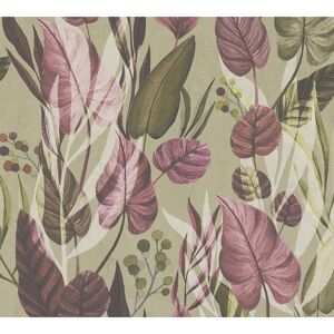 Vliestapete 'Anna d'Andrea' Blatt rosa 0,53 x 10,05 m