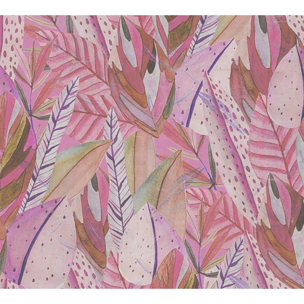 Vliestapete 'Anna d'Andrea' Blätter pink 0,53 x 10,05 m